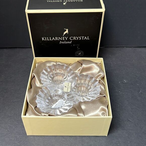 Killarney Crystal Votive Tea Candle Holder Ireland New in Box - Picture 1 of 11